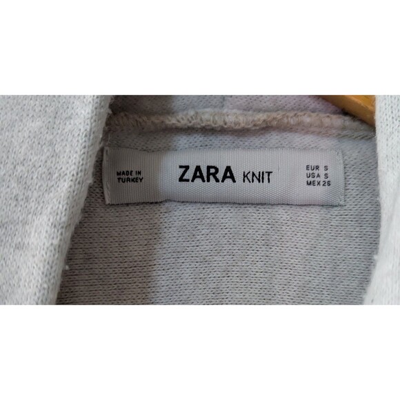 Zara Cardigan Sweater Women Small Tan Knit Acrylic Long Sleeve Drape Front (A14) - Picture 3 of 4
